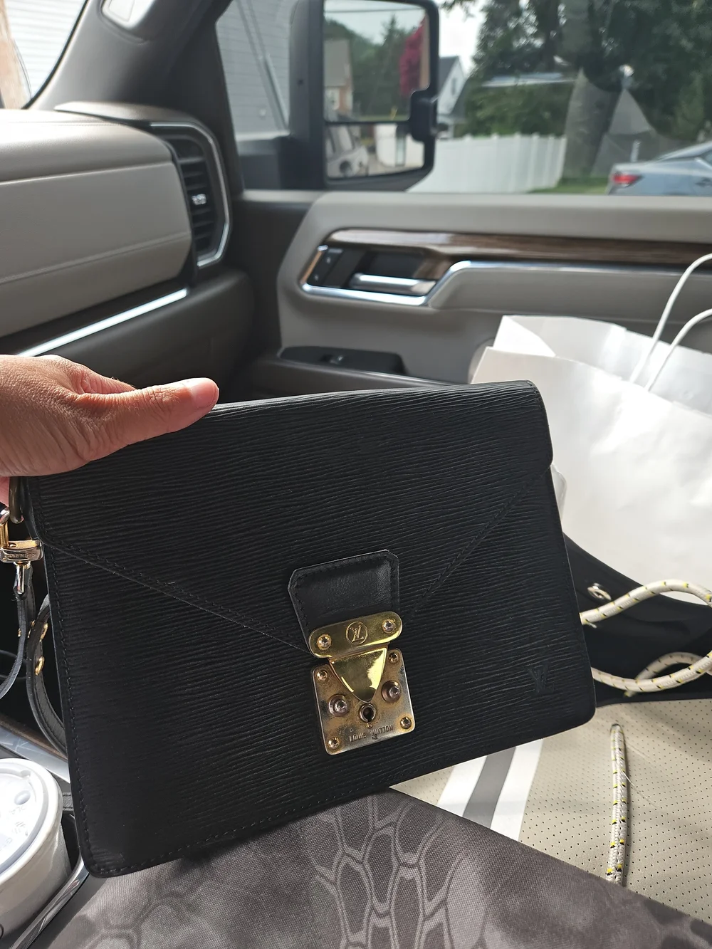 Louis Vuitton Black Epi Leather Monceau  Bag with Gold Hardware
